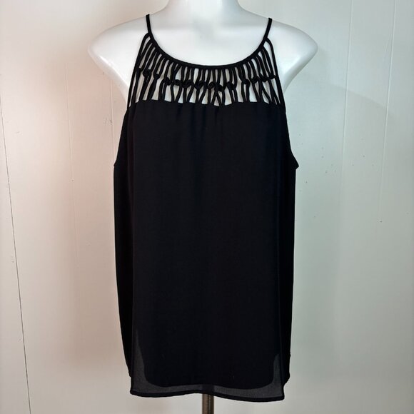 Maurices Tank Top Large Black Lattice Halter Neck Camisole Women's - Picture 1 of 8